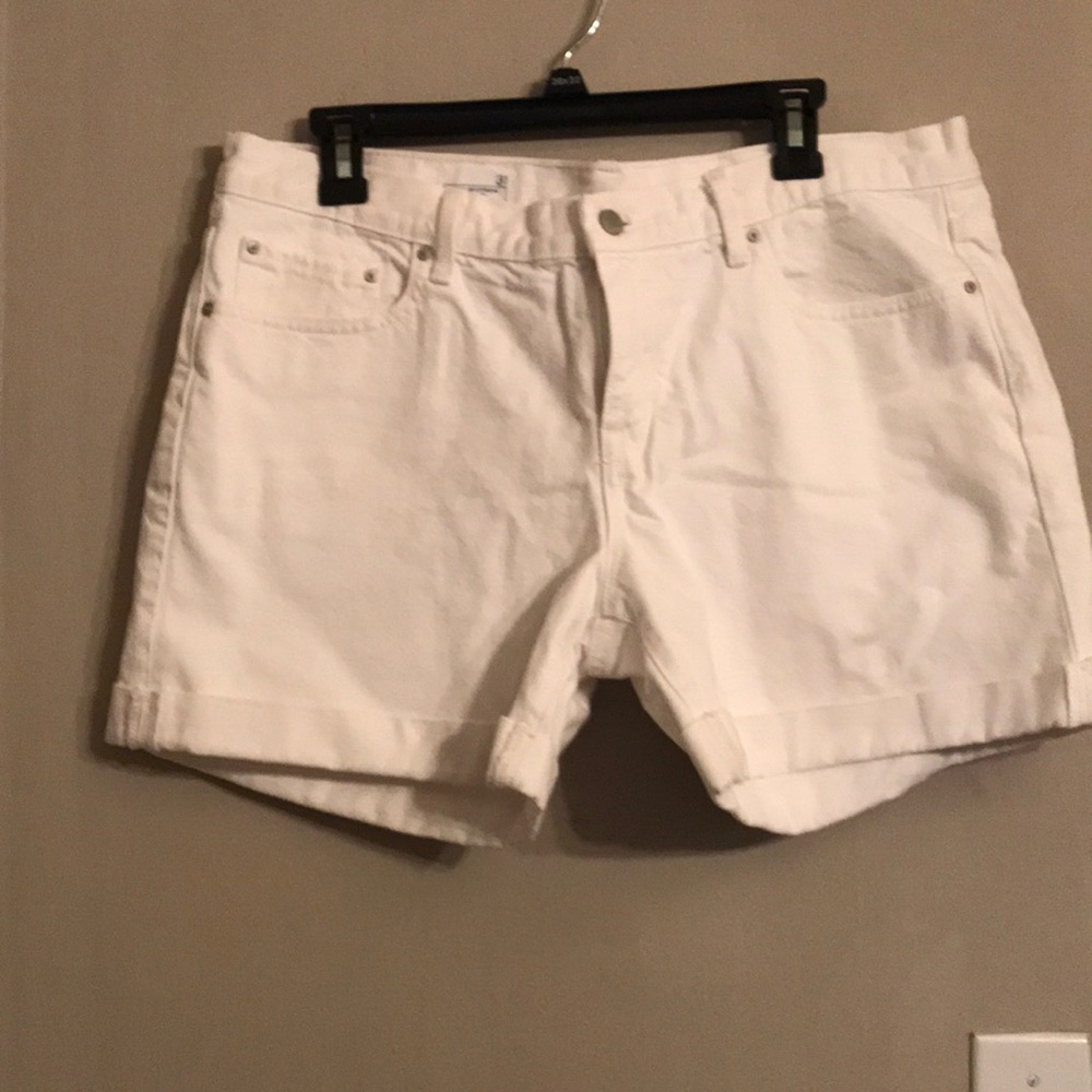 Boyfriend style white denim shorts